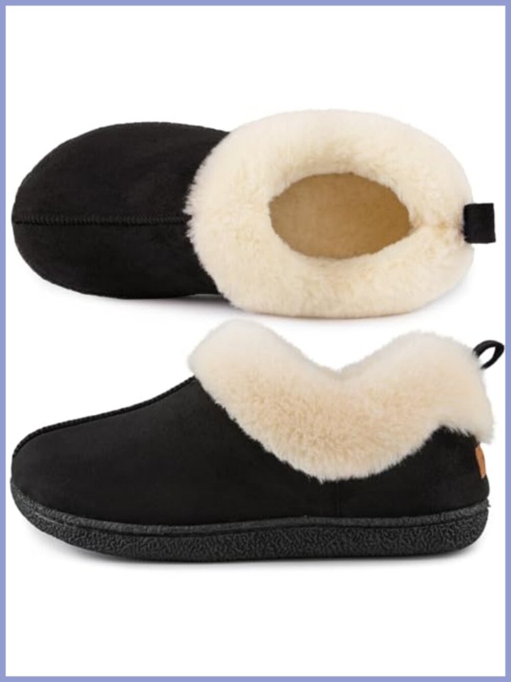 Faux Wool Shearling Slippers Memory Foam Closed-Back House Shoes